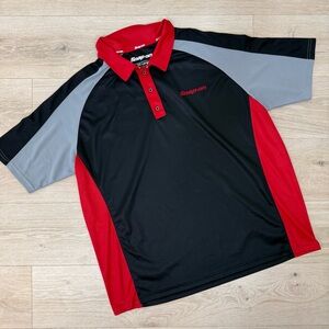 Snap-On Red & Black Color Block Short Sleeve Polo